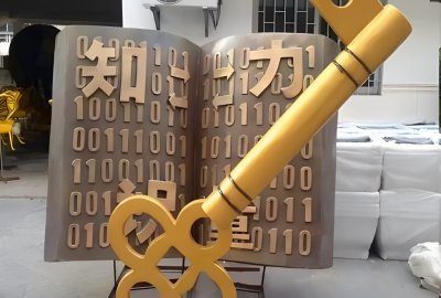 知識就是力量——校園鑰匙、書本造型景觀雕塑